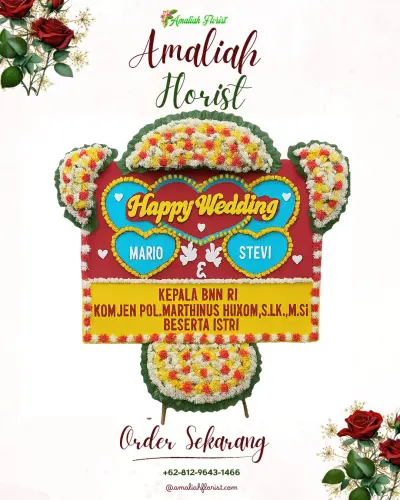 Karangan Papan Bunga Pernikahan di Kesuben